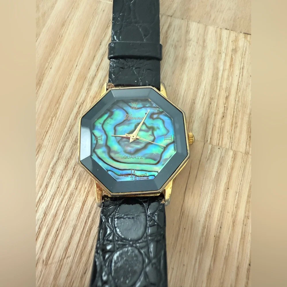 Vintage Vienna abalone octagon watch NEW BATTERY